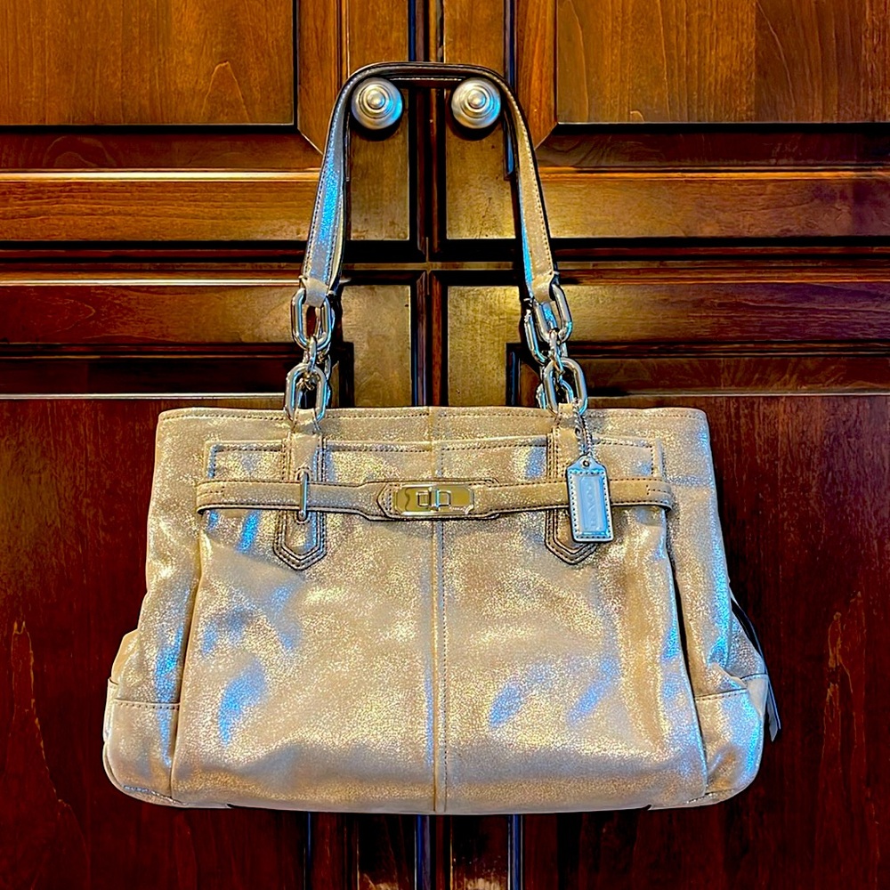 Coach purse brand new never carried.  Silver metallic perfect for the holidays!